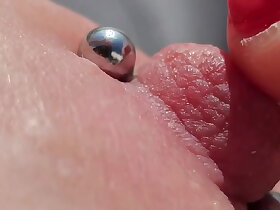 Carrying-on Pierced Nipples Close Up on Balcony