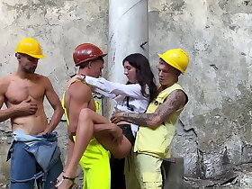 Hardcore Group Sex in an Debauched House - 3 Guys added to 1 Girl